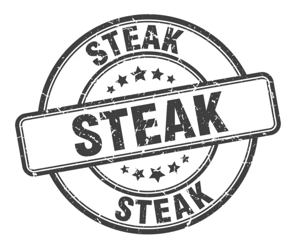 Biefstuk stempel. Steak ronde grunge teken. Steak — Stockvector