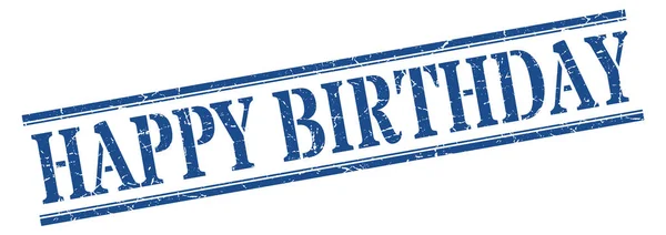 誕生日のスタンプおめでとう。幸せな誕生日の正方形のグランジサイン。お誕生日おめでとう — ストックベクタ