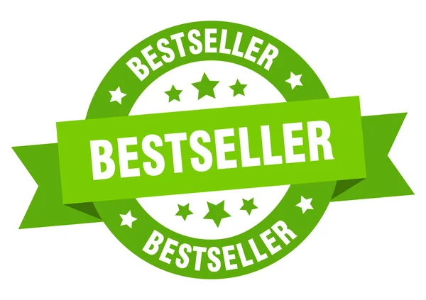 Bestseller lint. bestseller ronde groene teken. Bestseller — Stockvector