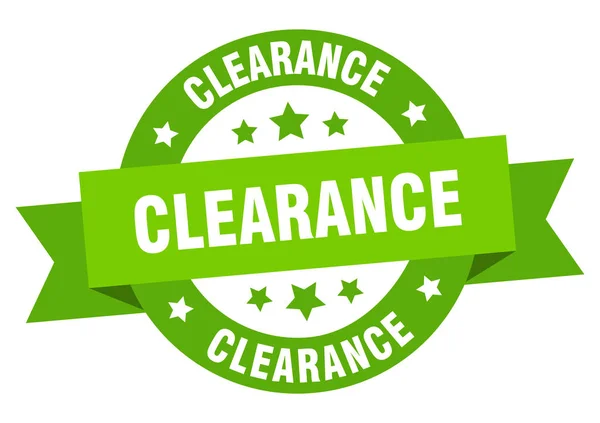 Clearance Ribbon. clearance rund grön skylt. Avslut — Stock vektor