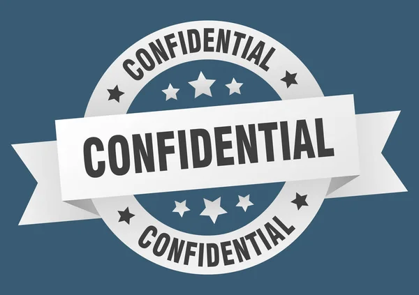 Confidential ribbon. confidential round white sign. confidential — Stock Vector