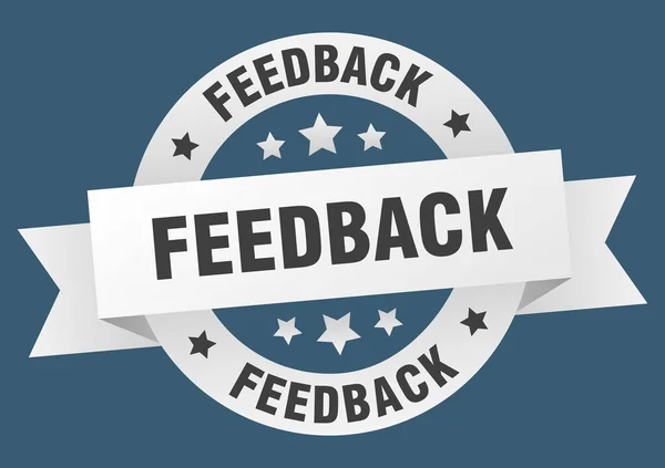 Nastro di feedback. feedback rotondo segno bianco. feedback — Vettoriale Stock