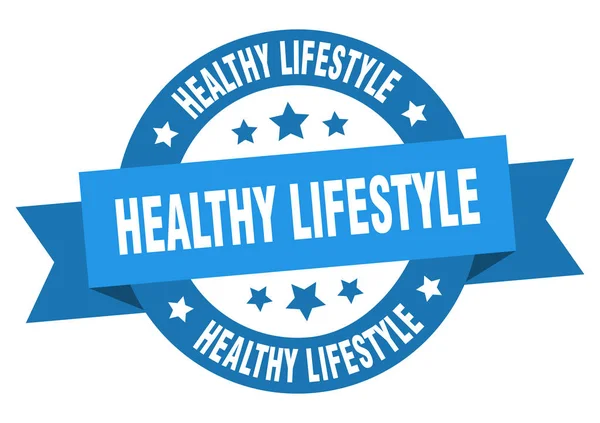 Stuha zdravého životního stylu. "zdravý životní styl" kulatý modrý symbol. zdravý životní styl — Stockový vektor