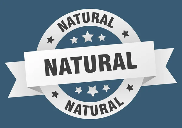 Doğal şerit. doğal yuvarlak beyaz işareti. Doğal — Stok Vektör