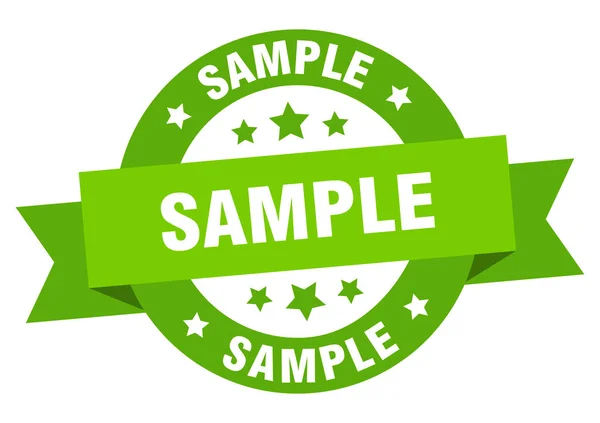 Sample ribbon. sample round green sign. sample — Stock Vector