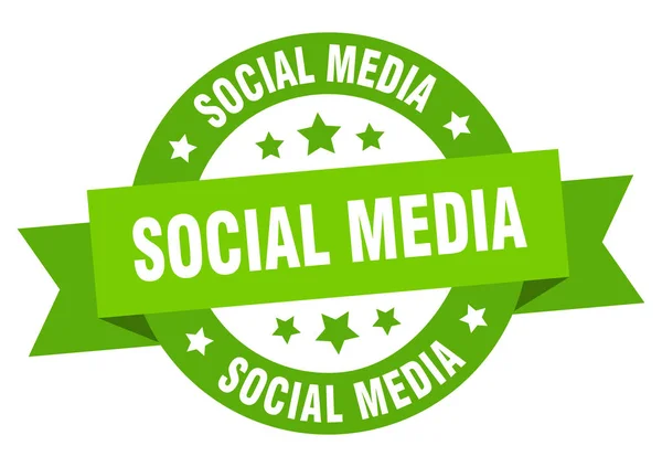 Sosyal medya kurdele. sosyal medya yuvarlak yeşil işareti. sosyal medya — Stok Vektör