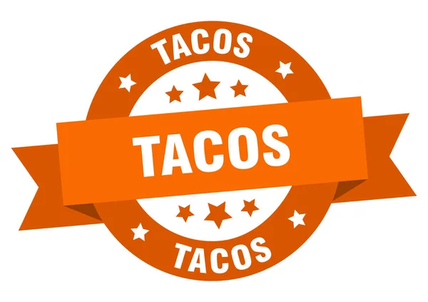 Tacos kurdele. tacos yuvarlak turuncu işareti. Tacos — Stok Vektör