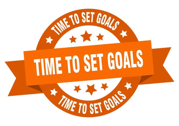 目標リボンを設定する時間。オレンジ色の記号の周りに目標を設定する時間。目標を設定する時間 — ストックベクタ