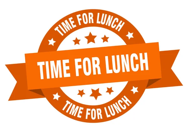 Time for lunch ribbon. time for lunch round orange sign. time for lunch — Stock Vector