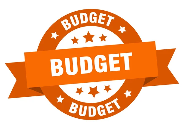 Na Wstążce budżetu. budżet okrągły pomarańczowy znak. Budżetu — Wektor stockowy