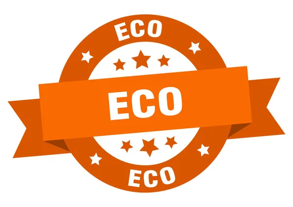 Eco Ribbon. Eco rund orange skylt. Eco — Stock vektor