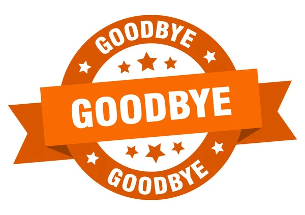 Abschiedsband. Abschiedsrunde orangefarbenes Schild. Abschied — Stockvektor
