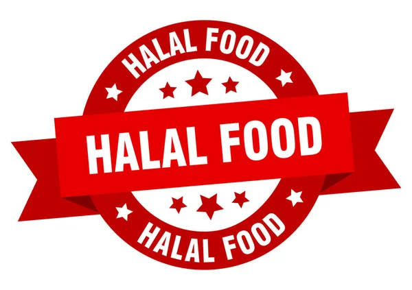 Nastro alimentare halal. cibo halal segno rosso rotondo. cibo halal — Vettoriale Stock