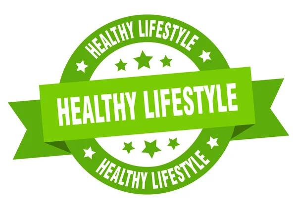 Nastro stile di vita sano. stile di vita sano segno verde rotondo. stile di vita sano — Vettoriale Stock
