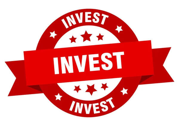 投资丝带。投资圆形红色标志。投资 — 图库矢量图片