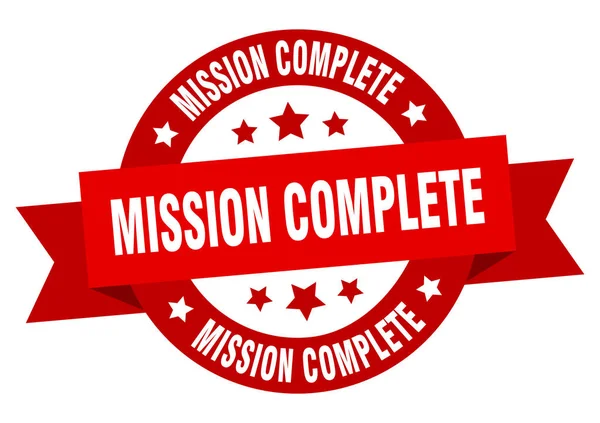 ミッションコンプリートリボン。ミッション完了丸い赤い看板。ミッション完了 — ストックベクタ