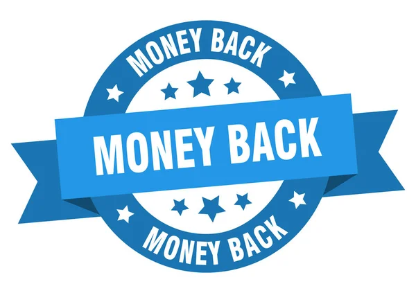 Money back ribbon. money back round blue sign. money back — Stock Vector