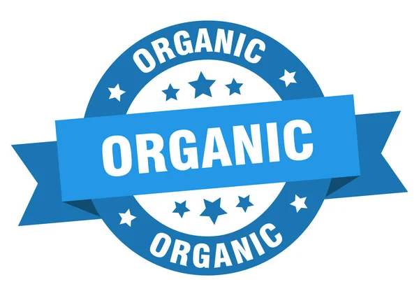 Nastro organico. segno blu rotondo organico. biologico — Vettoriale Stock