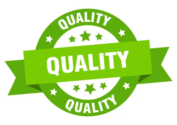 Kwaliteit lint. kwaliteit ronde groene teken. Kwaliteit — Stockvector