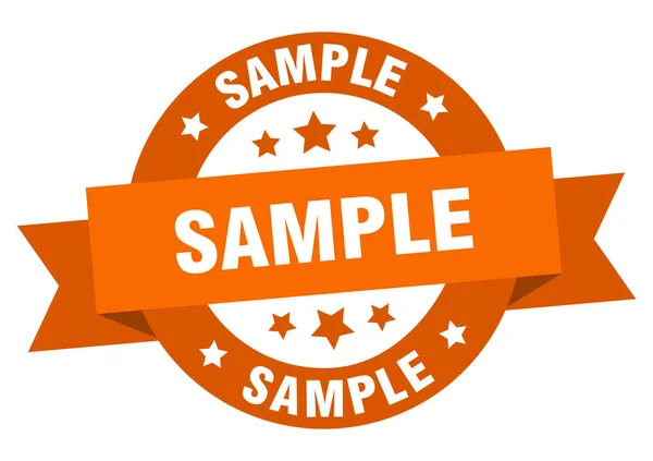 Sample ribbon. sample round orange sign. sample — Stock Vector