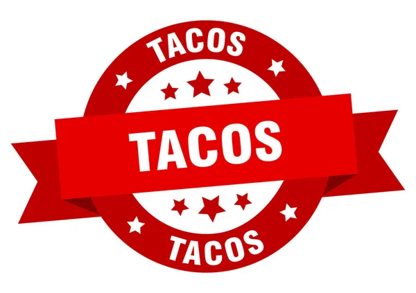 Tacos band. tacos runda röd skylt. Tacos — Stock vektor