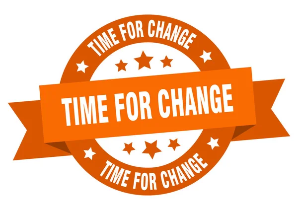 リボンを変更するための時間。丸いオレンジ色の記号を変更するための時間。変更の時間 — ストックベクタ