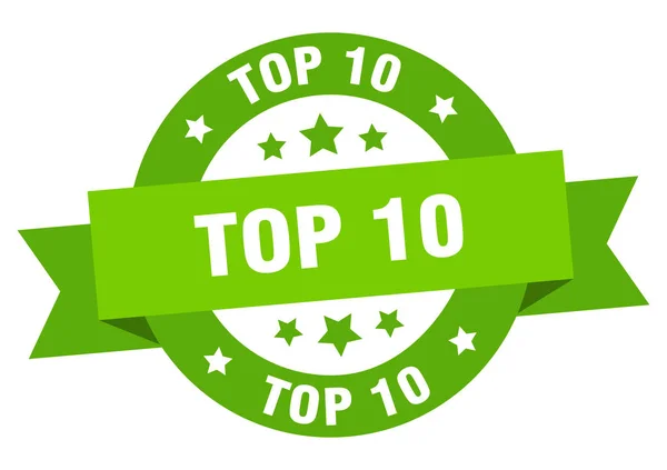 Top 10 ruban. top 10 panneau vert rond. top 10 — Image vectorielle