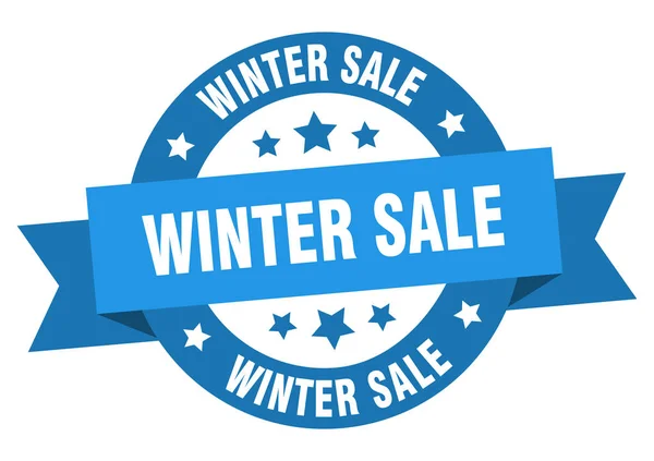 Nastro di vendita invernale. inverno vendita rotondo segno blu. vendita invernale — Vettoriale Stock