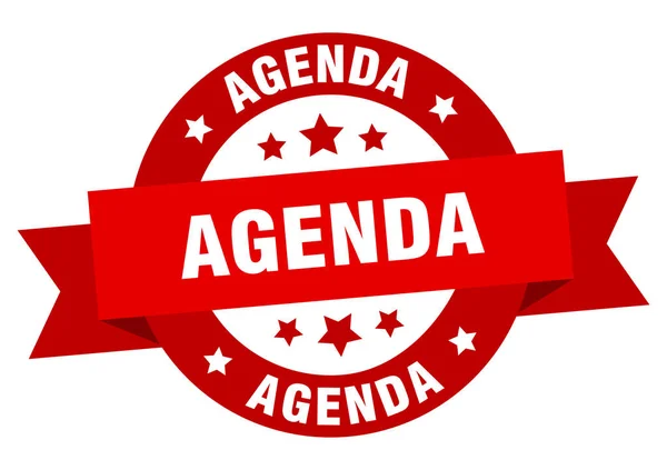 Agenda ribbon. agenda round red sign. agenda — Stock Vector