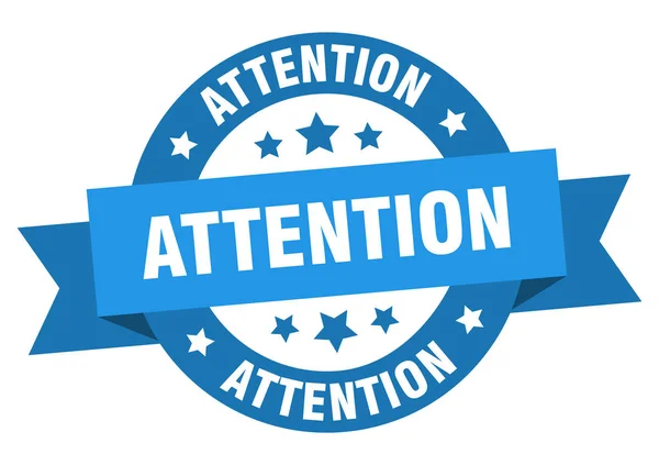 Attention ribbon. attention round blue sign. attention — Διανυσματικό Αρχείο