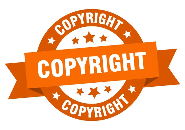 Ruban de copyright. copyright rond signe orange. droit d'auteur — Image vectorielle