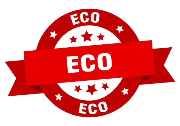 Ekologická stuha. ekologické kulaté červené znaménko. Eco — Stockový vektor