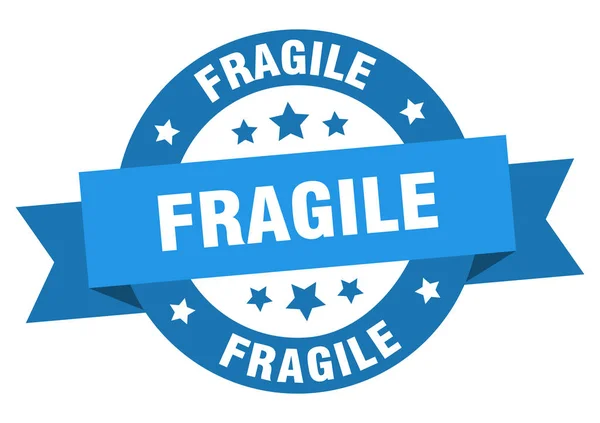 Ruban fragile. fragile signe rond bleu. fragile — Image vectorielle