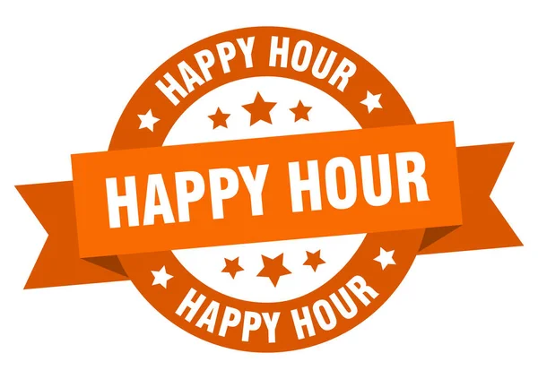 Ruban happy hour. happy hour ronde signe orange. happy hour — Image vectorielle