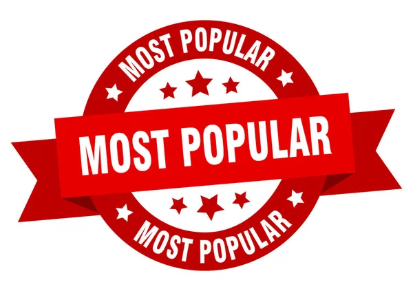 가장 인기있는 리본. 가장 인기있는 둥근 빨간색 기호. 가장 인기 있는 — 스톡 벡터
