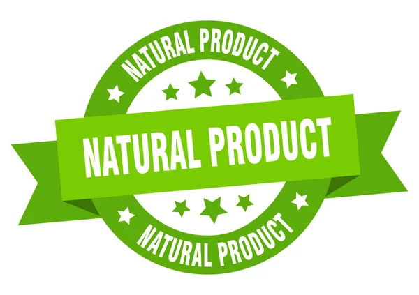 Naturalną wstążką produktu. naturalny okrągły produkt zielony znak. produkt naturalny — Wektor stockowy