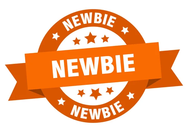 Newbie lint. newbie ronde oranje teken. Newbie — Stockvector