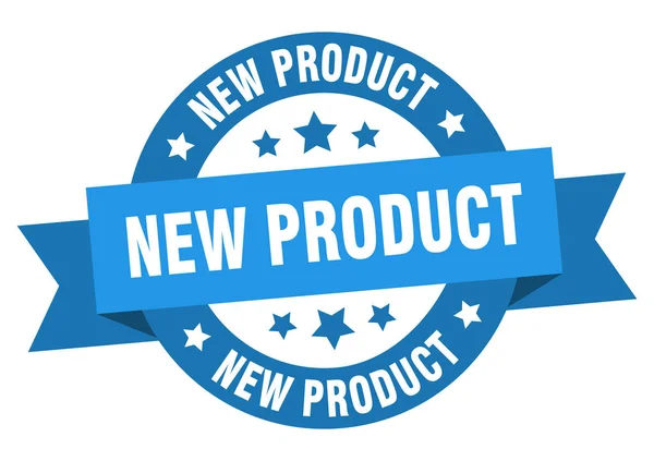 Nieuw product lint. nieuwe product ronde blauwe teken. nieuwe product — Stockvector