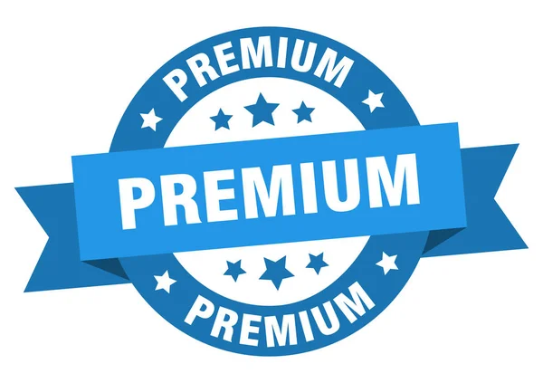 Premiumband. Premium rundes blaues Schild. Prämie — Stockvektor