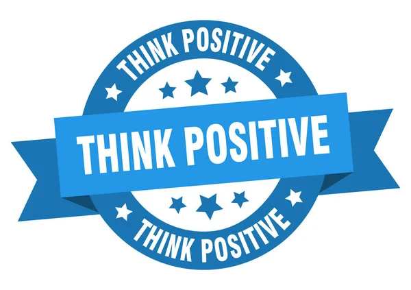 Pense à un ruban positif. penser signe bleu rond positif. penser positivement — Image vectorielle