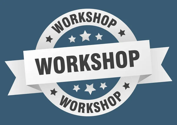 Workshop lint. workshop ronde witte teken. Workshop — Stockvector