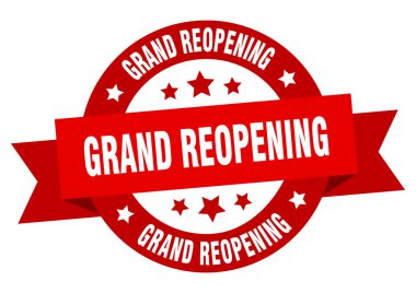grand reopening ribbon. grand reopening round red sign. grand reopening clipart