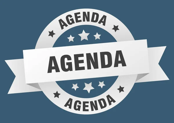 Agenda ribbon. agenda round white sign. agenda — Stock Vector
