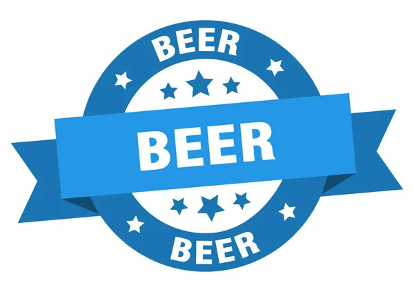 Ruban de bière. bière ronde signe bleu. bière — Image vectorielle