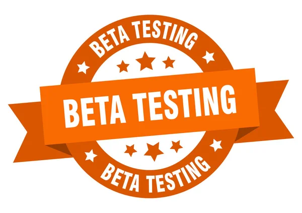 Beta test şeridi. beta testi yuvarlak turuncu işareti. beta testi — Stok Vektör