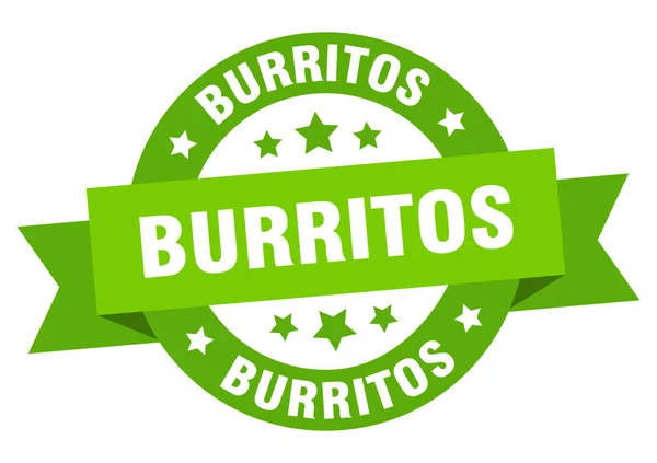 Burritos wstążki. Burritos okrągły zielony znak. Burritos — Wektor stockowy