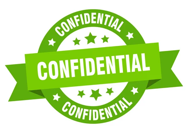 Confidential ribbon. confidential round green sign. confidential — Stock Vector