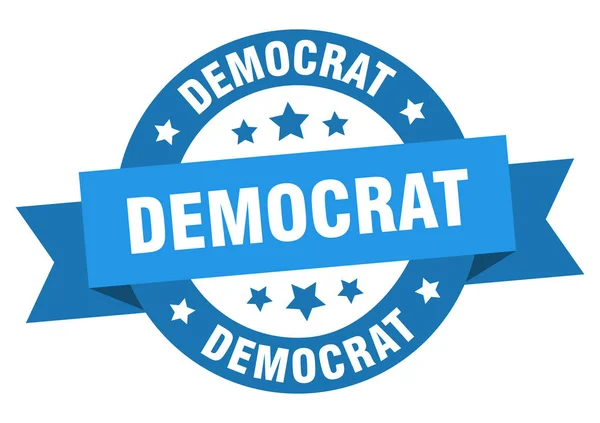 Fita democrata. democrata redondo sinal azul. democrata —  Vetores de Stock