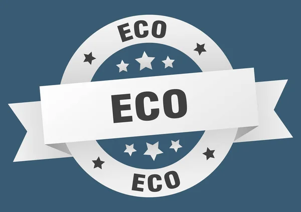 Eco Ribbon. Eco rund vit skylt. Eco — Stock vektor