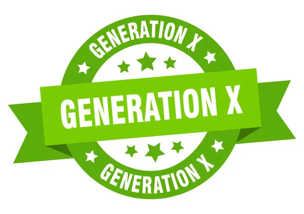 Generation x szalaggal. Generation x kerek zöld jel. x generáció — Stock Vector